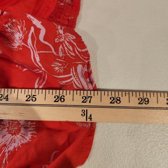 Ava & Viv Womens Orange Pink Floral Smocked Puff Sleeve Blouse Size 3X Beach - Picture 8 of 10